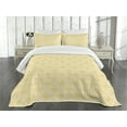 thumbnail image 3 of Ambesonne Yellow and White Quilted Bedspread Set 3 Pcs, Ornate Floral, Queen Size, Pale Yellow White, 3 of 5