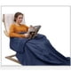 thumbnail image 4 of Saco de dormir para acampar, viajes al aire libre, manta, colcha, manta, capa de lluvia cálida, mochila con bolsa de almacenamiento con cordón Azul marino, 4 of 9