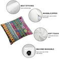 thumbnail image 4 of COMIO Striped Throw Pillow Cushion Cover, Colorful Retro Stripes Circles Boho Pattern 90's Style Rainbow Art Print, Decorative Square Accent Pillow Case, Fuchsia Blue,2 pcs White, 4 of 6