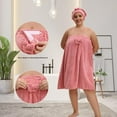 thumbnail image 2 of Lunerva Wraps, Plus-Size Adjustable Bath Skirt & Quick-Dry Cap Set, Soft Coral Fleece, Secure Non-Slip Closure, Fast Drying, 2 of 6