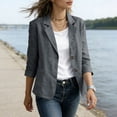 thumbnail image 6 of Blazers for Women Business Casual 3/4 Ruched Sleeve Open Front Blazer Lightweight Breathable Office Work Jackets, 6 of 8
