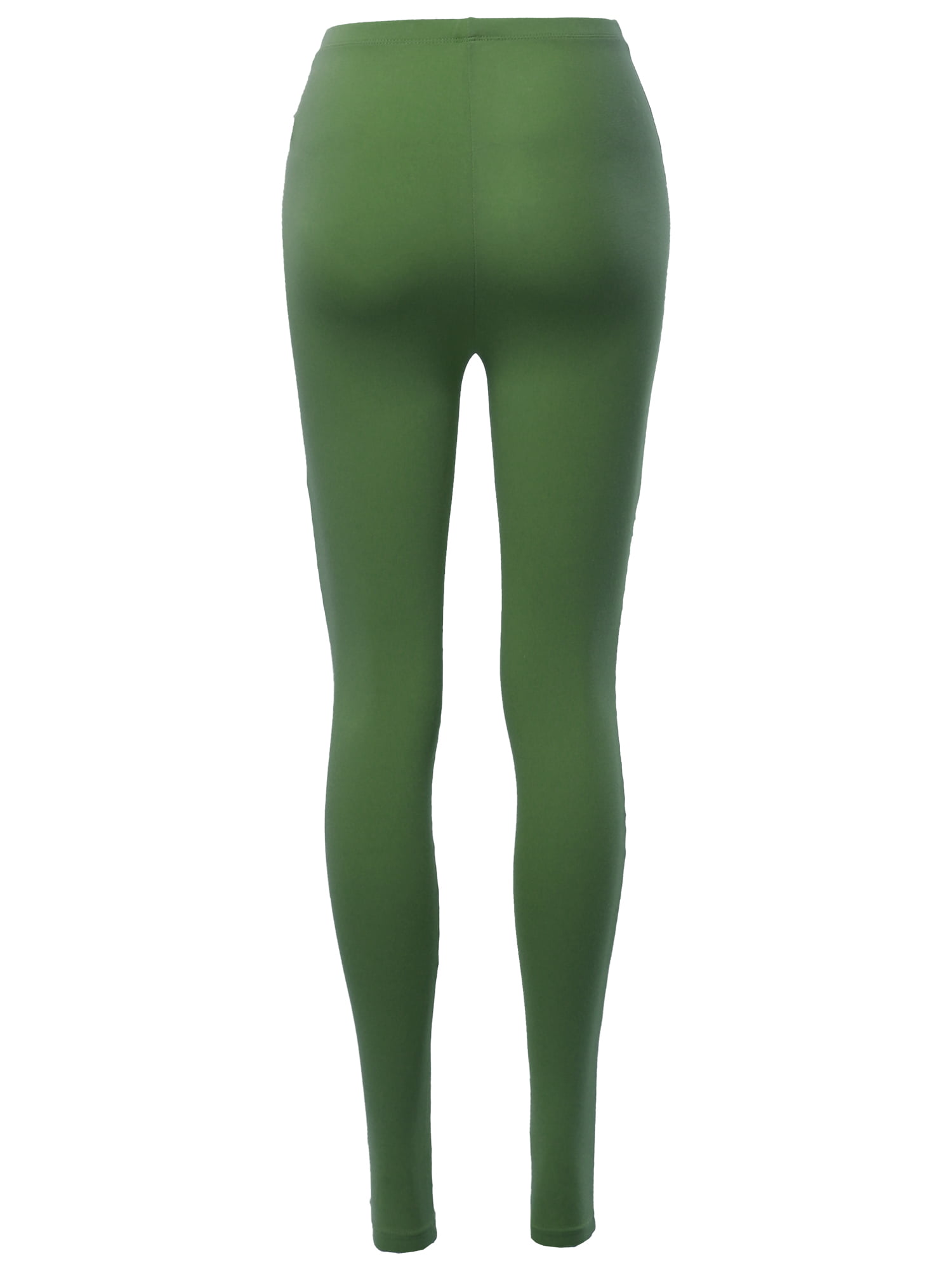 A2Y Women's Solid Basic Seamless Fitted Full Length Moto Leggings Army  Green SM 