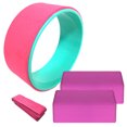 thumbnail image 1 of Graflsoa Pink Yoga Essentials Kit: 4-Piece Set with Stretching Strap, Yoga Wheel, and Blocks for Flexibility & Balance Training, 1 of 6