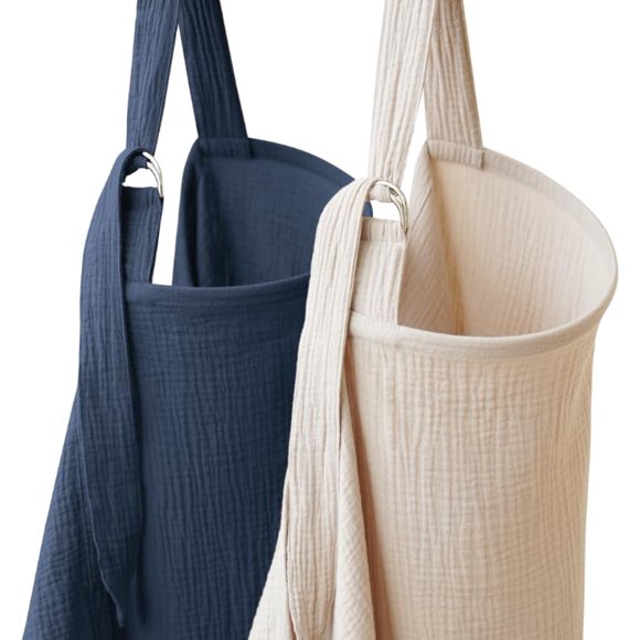 Coreeky Pack de 2 Cobertores de Muselina para Lactancia en Algodón Azul Marino y Beige