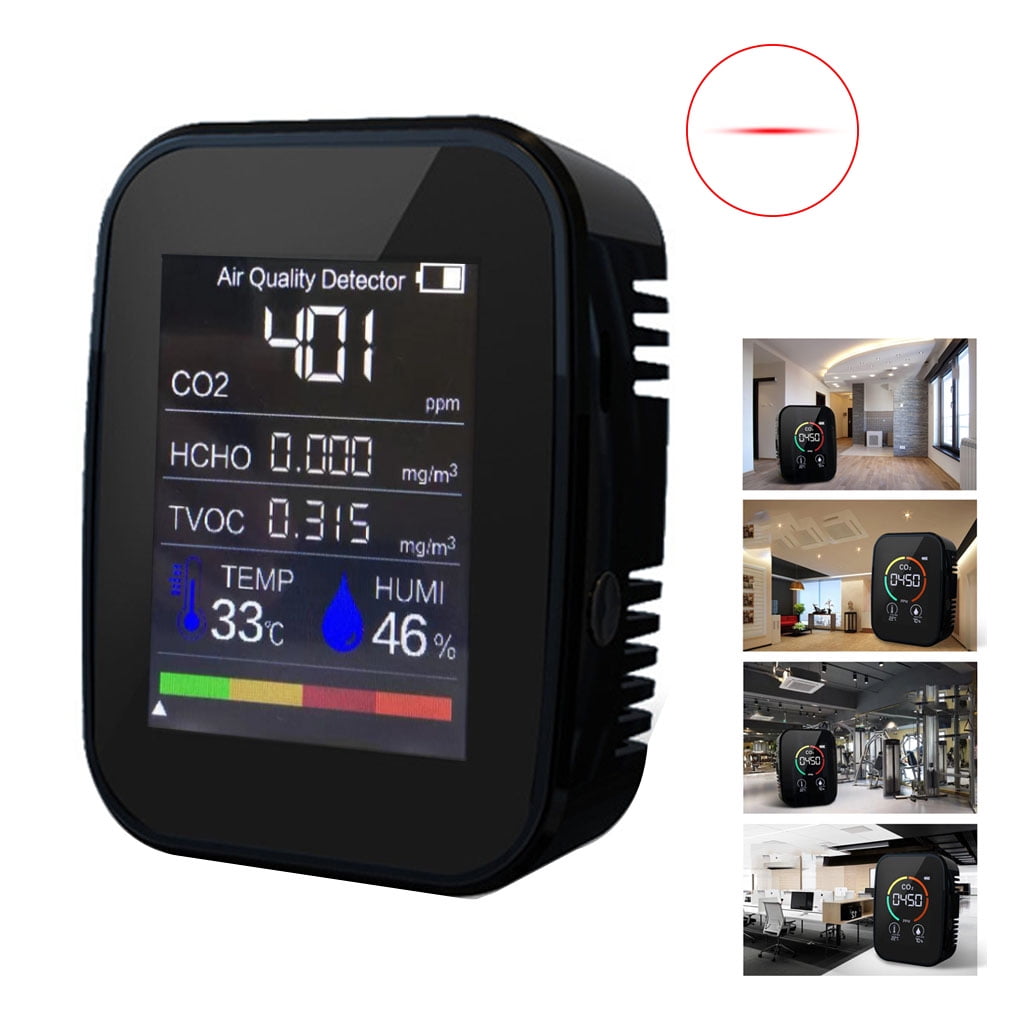 Techinal Multifunctional 5 in1 CO2 Meter Digital Temperature Humidity Sensor Tester Air Quality Monitor Carbon Dioxide TVOC HCHO