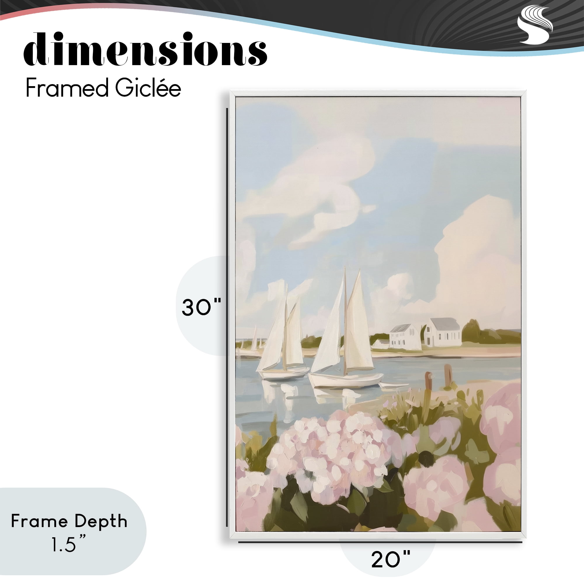 Stupell Industries Pink Hydrangeas with Sailboats White Framed Giclee Art, design by Sisi and Seb