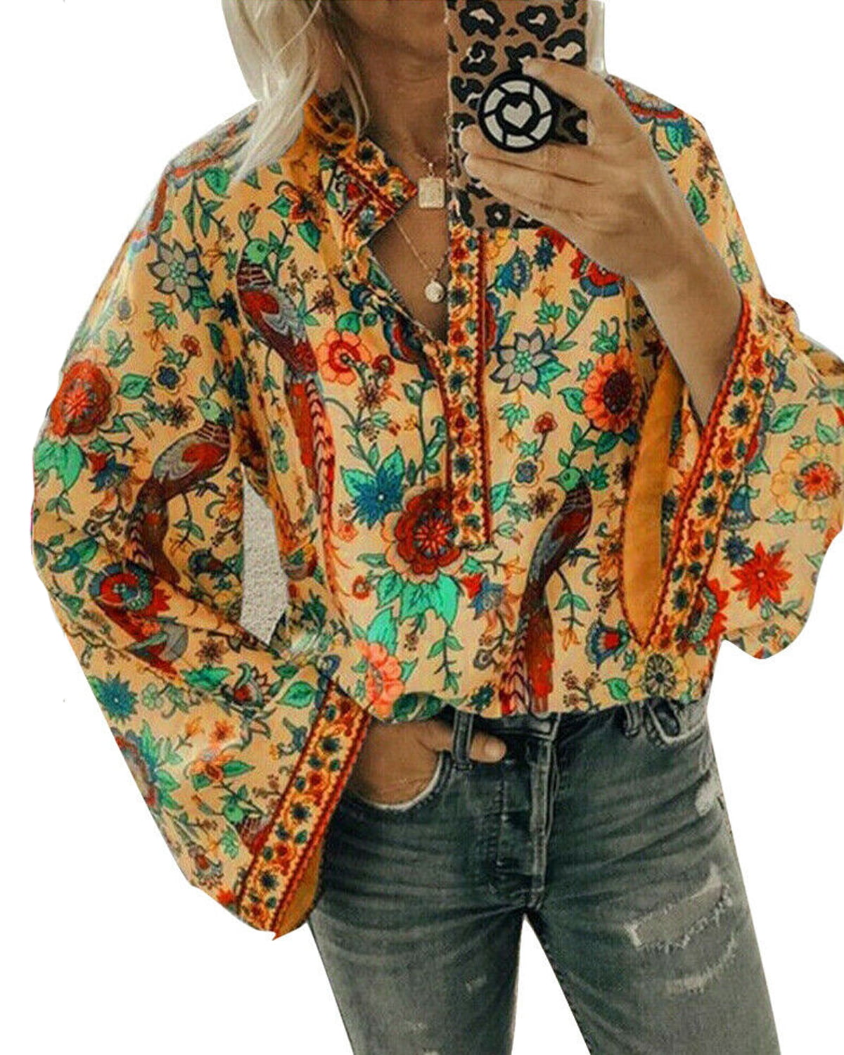 Womens Boho Sleeve Casual Loose Tops Ladies Hippie Gypsy Tunic Blouse Shirt - Walmart.com