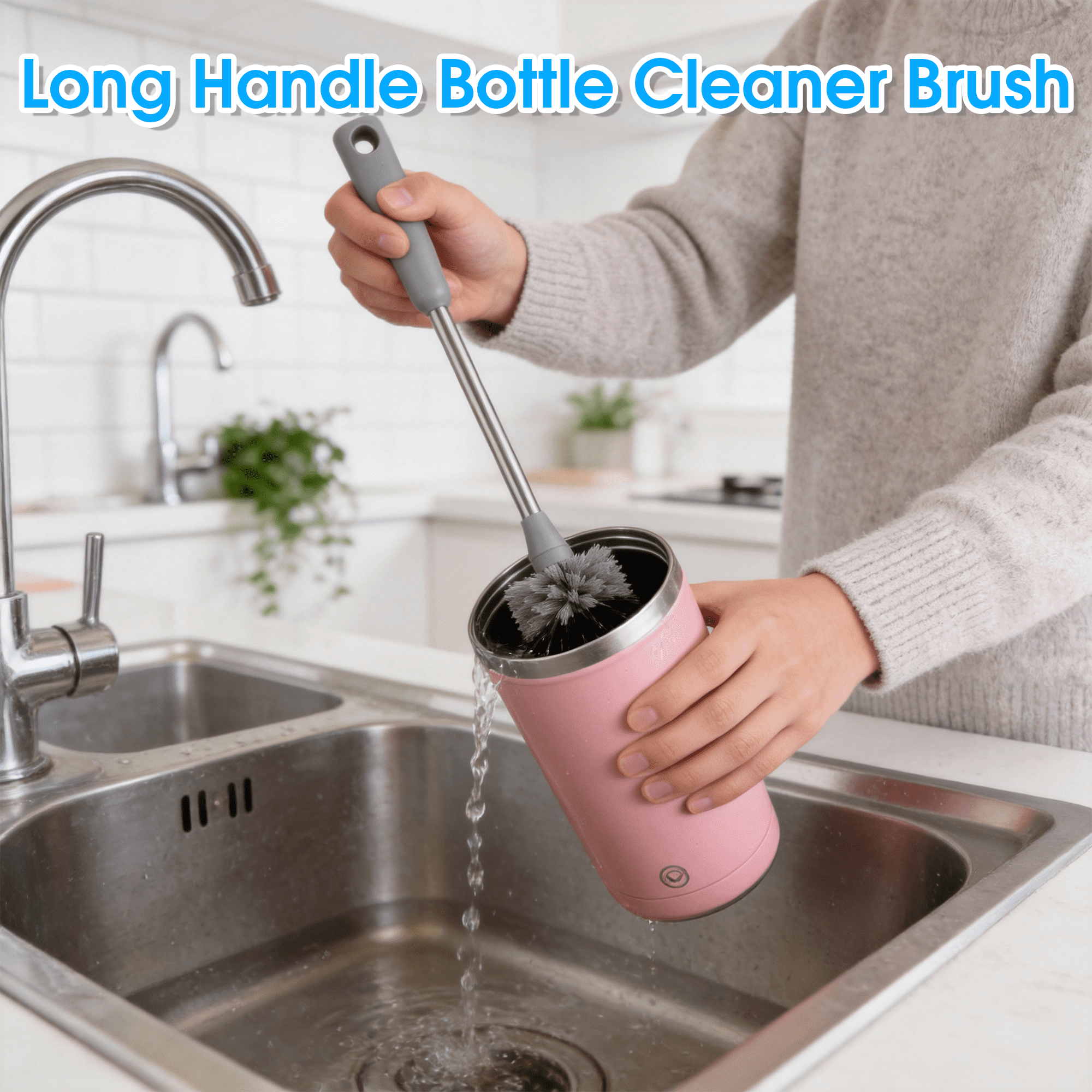 3-in-1 Bottle Cleaning Brush Set, Bottle Cleaner Cleaning Brushes with Handles, Long Handle Cleaner for Water Bottles, Tumblers, Straws and Lids