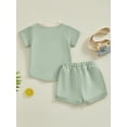 thumbnail image 4 of Bslissey Toddler Baby Boys Girls Casual Shorts Sets 6M 12M 18M 24M 3T Short Sleeve Crew Neck T-shirt + Solid Color Shorts 2Pcs Outfits Infant Summer Daily Clothes, 4 of 9