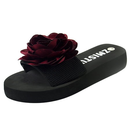 

Tangnade Ladies daily all-match casual shoes Women s Ladies Bohemia Flower Home Outdoor Wedges Beach Shoes Sandals Slippers Wine 40