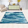 thumbnail image 2 of Yayeee Area Rugs for Living Room 5.2'x4' Non Slip Washable Bedroom Floor Carpet, Green Watercolor Ocean Waves, 2 of 5