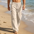 thumbnail image 2 of Mens Athletic Pants Loose Wide Leg Drawstring Elastic Waist Cargo Pants Detail Straight Leg Functional Casual Trousers Summer Lightweight Outdoor Pants, 2 of 9