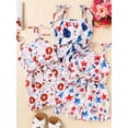 thumbnail image 4 of Aojekbee 4th of July Toddler Rompers Overalls Girls Stars Balloon Print Tie-Up Spaghetti Strap Sleeveless Bodysuits Jumpsuit with Belt, 4 of 10
