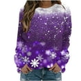 thumbnail image 2 of Riecok Christmas Womens Oversized Sweatshirt Long Sleeves Crewneck Winter Christmas Funny Graphic Comfy Loose Soft Fashion Holiday Sweatshirts Pullover Blouse Tops Purple L, 2 of 4