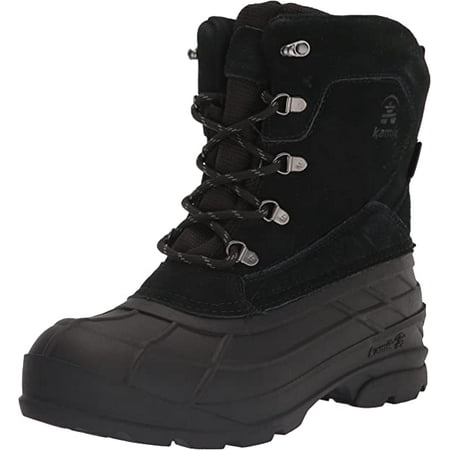 

KAMIK FARGO-2 Black Lace Up Insulated Waterproof Leather Winter Ankle Snow Boots (Black 8)