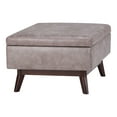 thumbnail image 1 of SIMPLIHOME Owen 34 inch Wide Rectangle Coffee Table Lift Top Storage Ottoman, Cocktail Footrest Stool in Upholstered Distressed Grey Taupe Faux Air Leather, Mid Century Modern, Living Room, 1 of 6