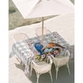 thumbnail image 3 of 60x84 Inch Outdoor Tablecloth with Umbrella Hole Zipper Rectangle Birds Floral Rectangular Tablecloths Outside Waterproof Farmhouse Country Pink Flower Leaf Grey Plaid Patio Table Cover for Picnic, 3 of 8