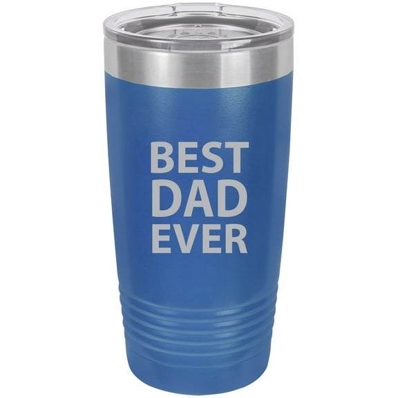 Best Dad Ever Stainless Steel Engraved Insulated Tumbler 20 Oz Travel Coffee Mug, Blue