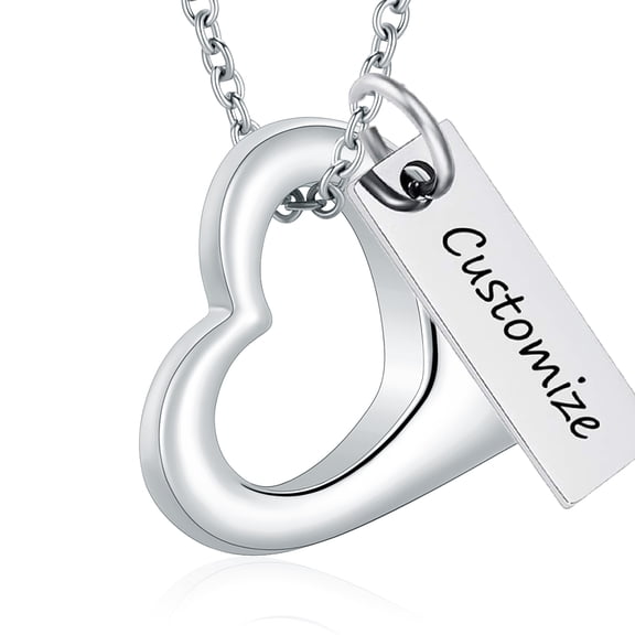 Personalize Stainless Steel Heart Cremation Urn Pendant Memory Necklace for Cremation Ashes Pet Human Memorial Jewelry