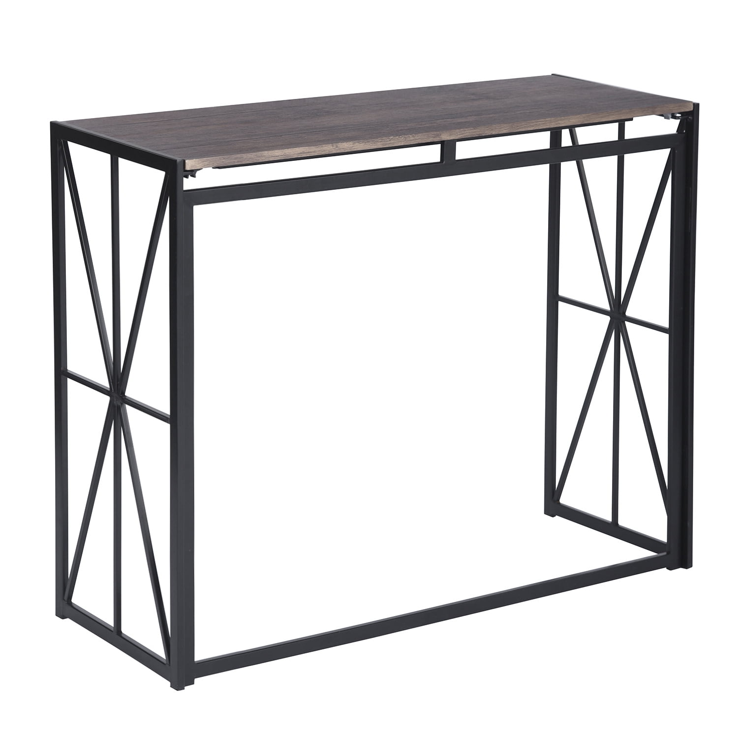 Kepooman 39.37 Inch Foldable Computer Desk, Writing Table Compact Desk Folding Table for Home Office, Brown