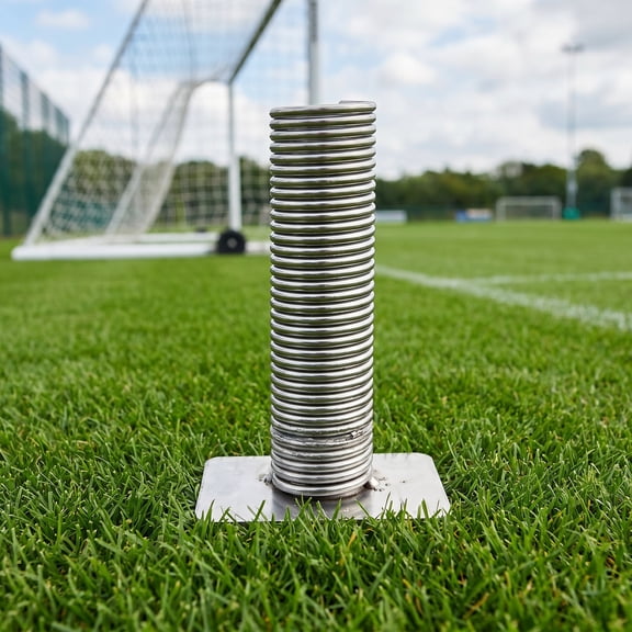 LOLIPPYY -Plated Football Flagpole Holder with Spring-Loaded Spike for Secure Soccer Field Installation