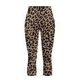 thumbnail image 4 of SCRAWLGOD Leopard Print Brown Black Capri Leggings for Women Slim Stretch High Waisted Capri Leggings with Pockets for Women Active Lightweight Tummy Control Yoga Pants, 3XL, 4 of 7