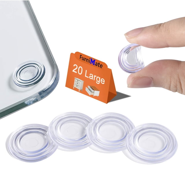 Protectores antideslizantes para tapa de vidrio FURNIMATE, 20 piezas, 24 mm, sin adhesivo