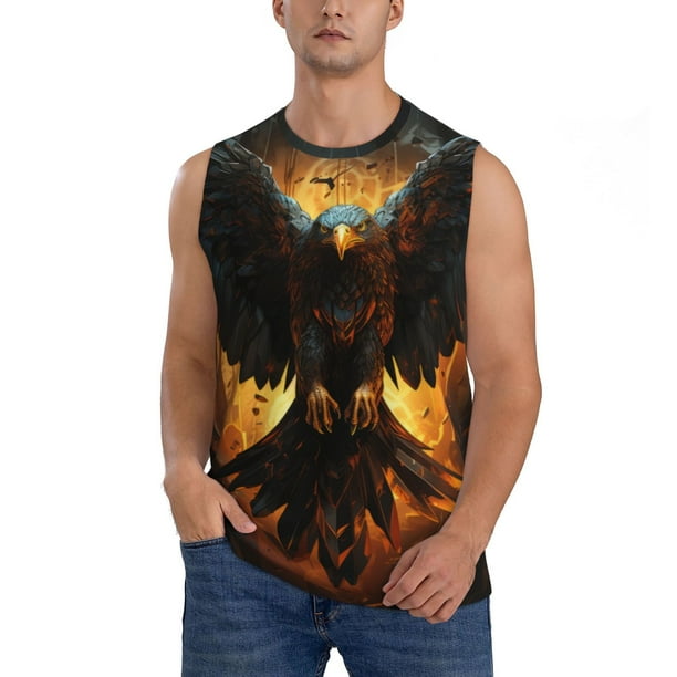 Balery Cool Black Eagle Camisetas sin mangas para hombre, absorbe la humedad y protege contra el mal olor.-Large