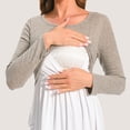 thumbnail image 2 of Bearsland Women's Maternity Clothes Nursing Top Crew Neck Long Sleeve Color Block Knit Breastfeeding Shirt, 2 of 7