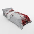 thumbnail image 3 of Ambesonne Japanese Bedding Set 4 Pcs, Blossom Cherry Sakura, Queen, Red and Brown, 3 of 3