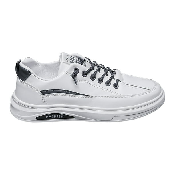 Zapatillas deportivas para hombre de piel sintética resistente al desgaste para viajes al aire libre (42) Blanco
