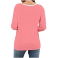 thumbnail image 6 of fatyb 3/4 Sleeve Tops for Women Crew Neck Color Block T Shirts Comfort Blouses Summer Casual Loose Tee, 6 of 7
