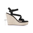 thumbnail image 2 of BLISSFUL STEP Women's Wedge Sandal Platform Ankle Strap Open-Toe Heel Buckle Sandals Black (Size 9), 2 of 7