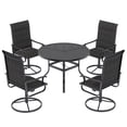 thumbnail image 2 of ELPOSUN 5 Piece Outdoor Patio Dining Set Swivel High Back Padded Textilene Chairs and Round Table Furniture Set,Black, 2 of 6