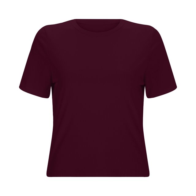 T Shirts Women Spring Tight Short Sleeved Round Neck Solid Color Top Slim Bottom Shirt Womens Tshirts Wine S