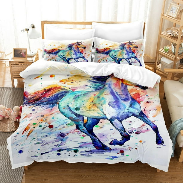 Horse Bedding for Girls Horse Animal Bed Set for Kids Boys Girls Bed