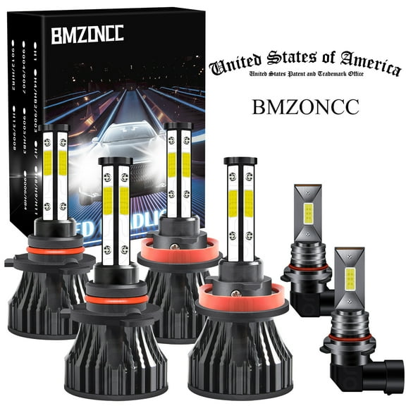 BMZONCC For Ford F-150 2015 2016 2018 2019 2020 Front LED Headlight High/Low Beam Fog Light Bulbs 6000k