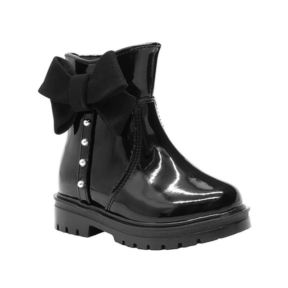 Botin Para Niña Bambino Charol Negro Con Moño Chelsea Cierre negro 14