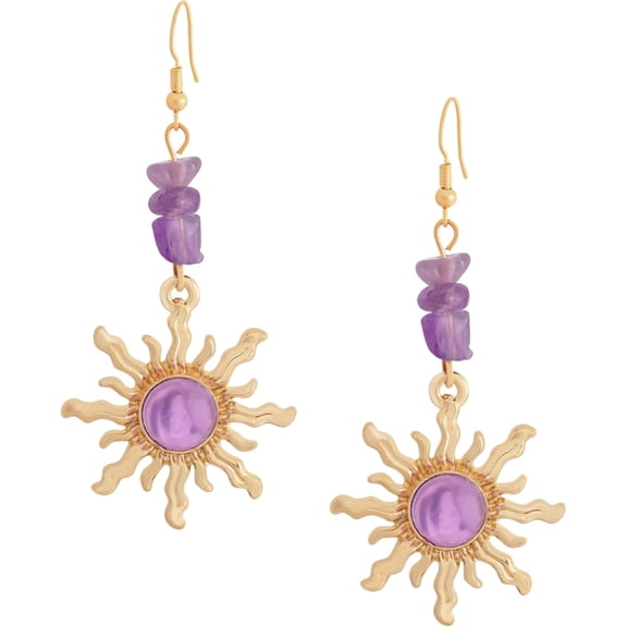 Boho Sunburst Earrings – Hippie Chic with Natural Stone Magic, Jewelry Gift for Women