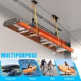 thumbnail image 5 of Ceiling Ladder Hoist, Heavy Duty Pulley System for Garage Storage, Ladder Hanger Hold Up to 150 lbs Capacity for Kayak, Cargo Box, Canoe, Bike Lift, Fit 10-18 Foot Ceilings, Black, 5 of 7