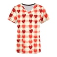 thumbnail image 4 of Valentines Day Scrub Tops Women, Heart Blouses for Women, Short Sleeve V Neck Shirts Women's Valentine's Day Printed Blouse with Pockets Nurse Tops Short Sleeved V-Neck Tops Shirt, 4 of 5