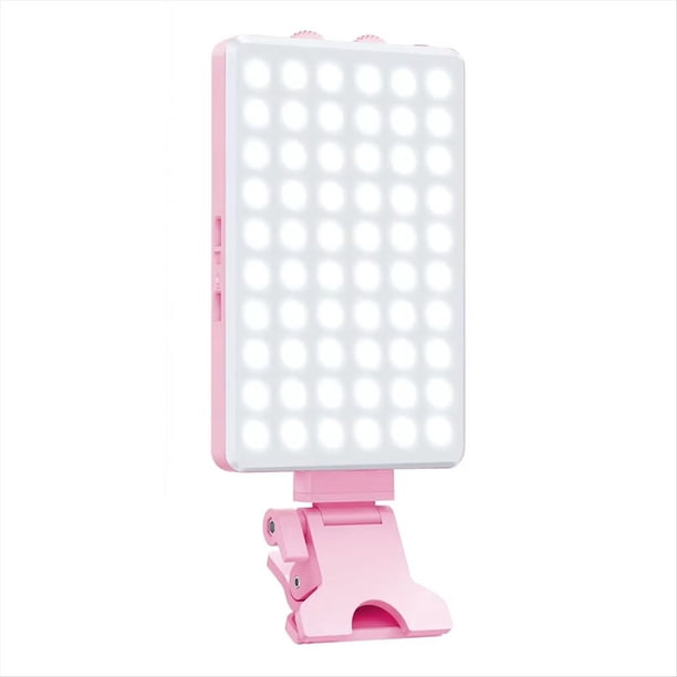 Luz de Relleno para Teléfono Móvil con Interfaz de Carga Tipo C, Luz de Relleno LED Portátil con Clip, Color Rosa
