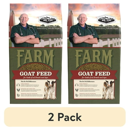 (2 pack) Dr. Pol Healthy Goat Alfalfa Recipe Goat Feed, 40 lb. Bag
