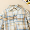 thumbnail image 6 of WERYOUNG Girls Boys Bodysuits Summer Unisex Fashion Plaid Printed Stand Collar Button Long Sleeve Bodysuit Toddler Lovely Daily Wear Onesie,Brown,18-24 Months, 6 of 8
