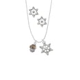 thumbnail image 2 of Delight Jewelry Goldtone Fairy on Silvertone Hatched Background Spinner Silver tone Snowflake Charm Necklace and Stud Earrings, 2 of 4