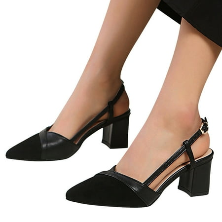 

Cathalem Closed Toe Heels High Toe-knob Women s Heels Casual Sandals Lace-up Shoes Fashion Breathable Women s Patterned Heels Black 6.5