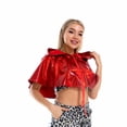 thumbnail image 2 of WEIYLL Vestes pour Femmes Cape Métallique à Capuche Paillettes Rouges Hauts d'Automne Décontractés Taille Unique, 2 of 6