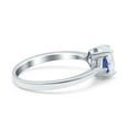 thumbnail image 2 of Simulated Cubic Zirconia Size-5 Vintage Art Deco Oval Wedding Engagement Bridal Ring Triangle Blue Sapphire CZ 925 Sterling Silver, 2 of 7