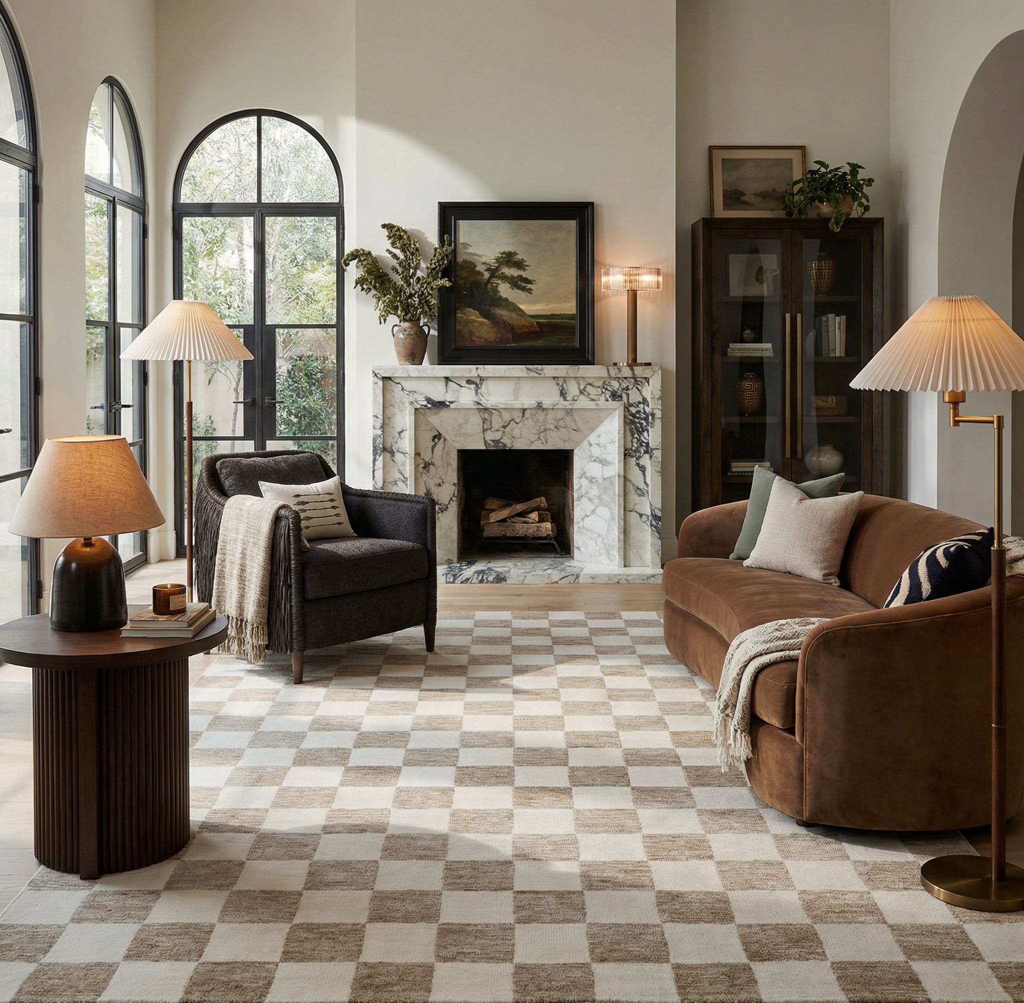 Rug Branch Maya Checkered Modern Beige Brown Indoor Hand-Tufted Area Rug