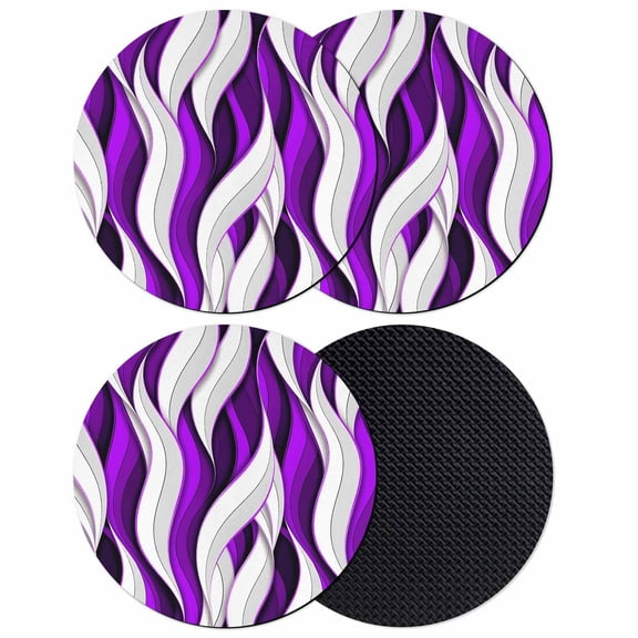 Purple White Moire Coasters Set of 4, Absorbent Coasters for Drinks, Modern Abstract Art Coaster for Desk Coffee Table Protection, Home Decor House Warming Gifts 4"